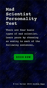 Mobile screenshot of Mad Scientist Personality Test