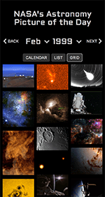 Mobile screenshot of NASA's APOD Calendar