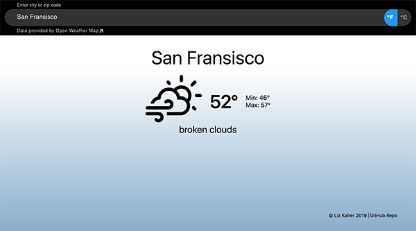 Desktop screenshot of Weather PWA